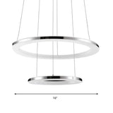 Contemporary Led Acrylic Round Ceiling Pendant Chandelier - 1/2/3-Head Silver Warm/White Light