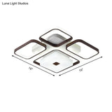Contemporary Led Aluminum Flush Mount Bedroom Light - Square/Rectangular Frame Coffee White