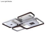 Contemporary Led Aluminum Flush Mount Bedroom Light - Square/Rectangular Frame Coffee White