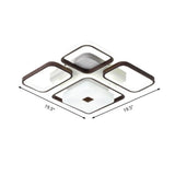 Contemporary Led Aluminum Flush Mount Bedroom Light - Square/Rectangular Frame Coffee White