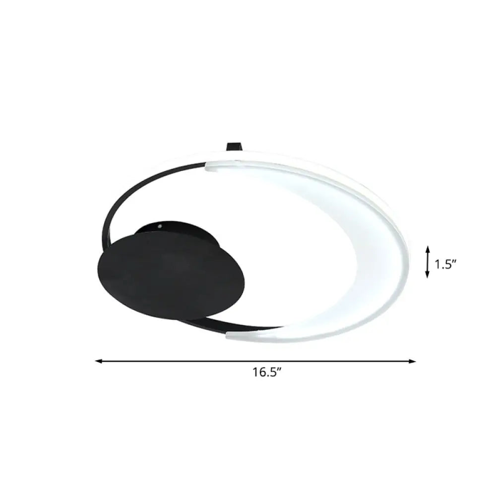 Contemporary Led Bedroom Ceiling Flush Mount With Acrylic Shade In Black 16.5/20.5 Wide