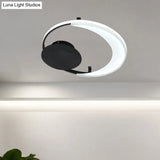 Contemporary Led Bedroom Ceiling Flush Mount With Acrylic Shade In Black 16.5’/20.5’ Wide