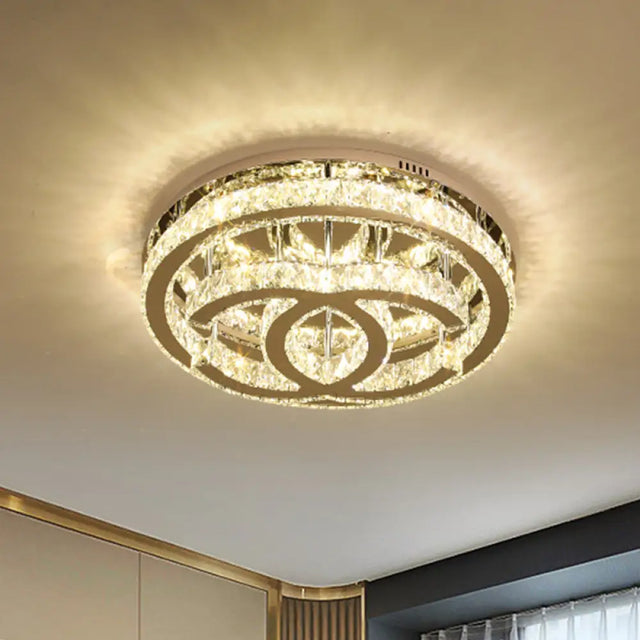 Contemporary Led Bedroom Ceiling Light In Chrome With Double C Shape Design