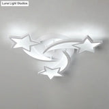 Contemporary Led Bedroom Ceiling Mount Light In White With Acrylic Stars Flush Design