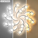 Contemporary Led Bedroom Ceiling Mount Light In White With Acrylic Stars Flush Design