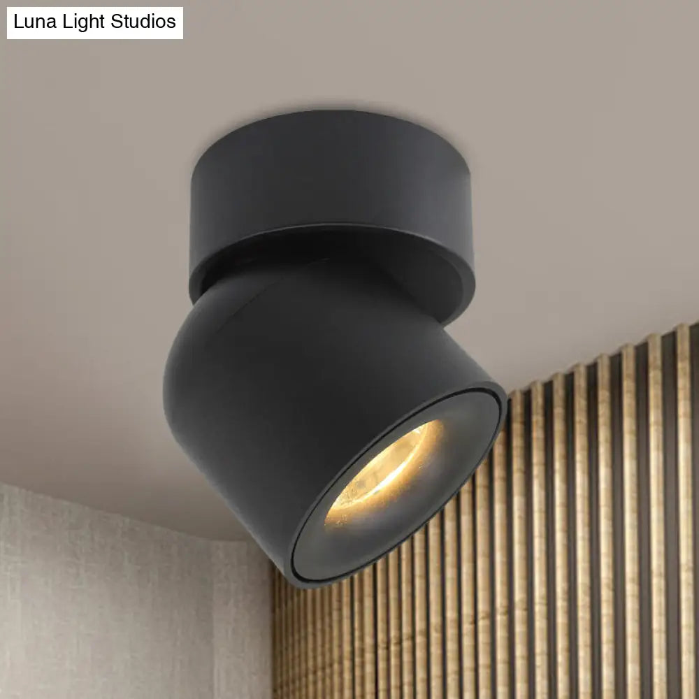 Contemporary Led Black Aluminum Flush Mount Cylinder Light With Adjustable Warm/Natural Lighting