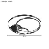 Contemporary Led Black Flush Ceiling Light - 18’/21.5’ Wide Rings Semi Design For Bedroom