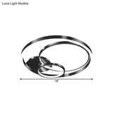 Contemporary Led Black Flush Ceiling Light - 18’/21.5’ Wide Rings Semi Design For Bedroom