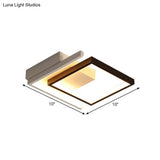 Contemporary Led Black Flush Mount Lamp - Metallic Geometric Ceiling Fixture