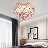 Contemporary Led Blossoming Flower Acrylic Flush Mount Ceiling Light Fixture In White/Black/Blue