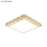 Contemporary Led Ceiling Flush Mount In White With Beveled Crystal Deco