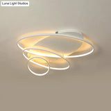 Contemporary Led Ceiling Flush Mount Lamp With Intersected Oval Design Black/White/Gold Finish And