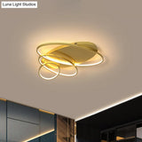 Contemporary Led Ceiling Flush Mount Lamp With Intersected Oval Design Black/White/Gold Finish And