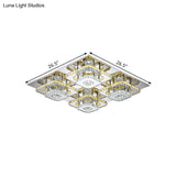 Contemporary Led Ceiling Flush Mount Light With Beveled Crystal Shade - Chrome Finish
