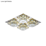 Contemporary Led Ceiling Flush Mount Light With Beveled Crystal Shade - Chrome Finish
