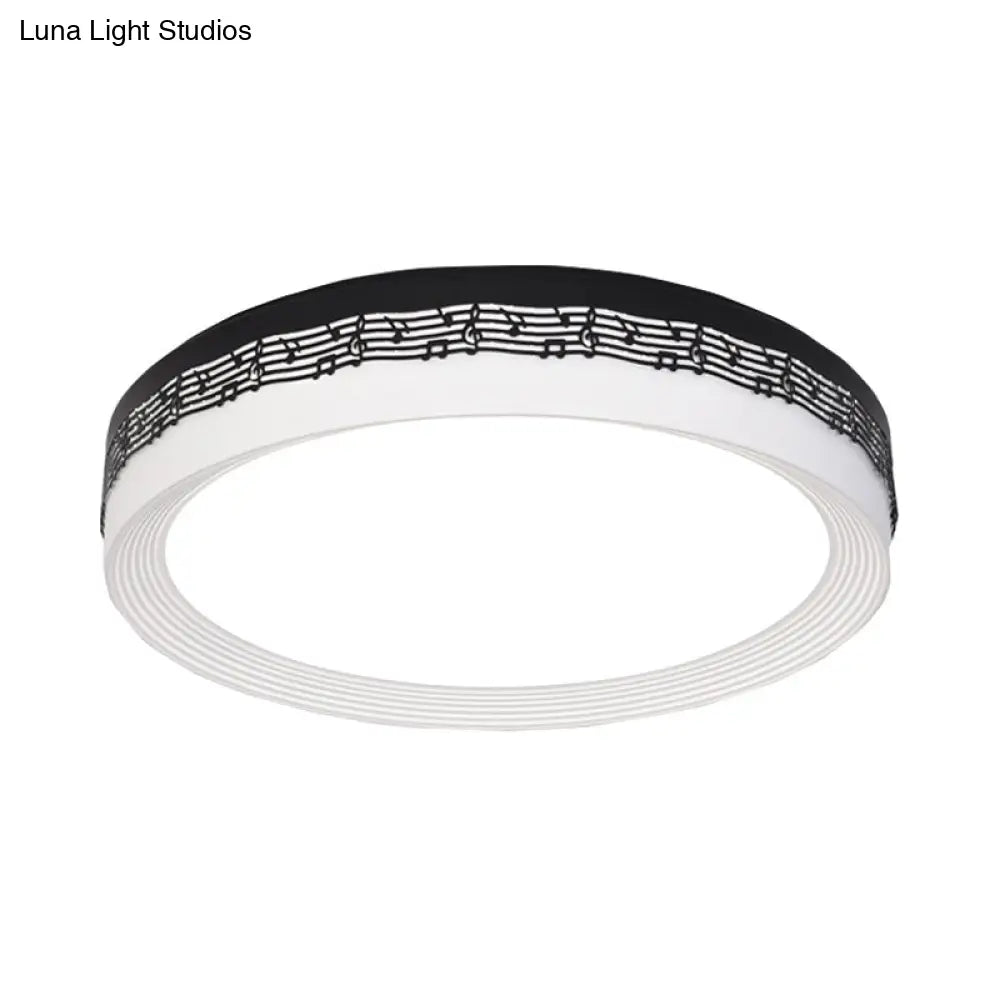 Contemporary Led Ceiling Lamp In Black Round 18’/22’/30’ Dia Flush Mount With Warm/White