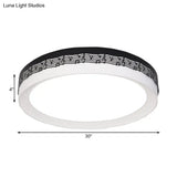 Contemporary Led Ceiling Lamp In Black Round 18’/22’/30’ Dia Flush Mount With Warm/White