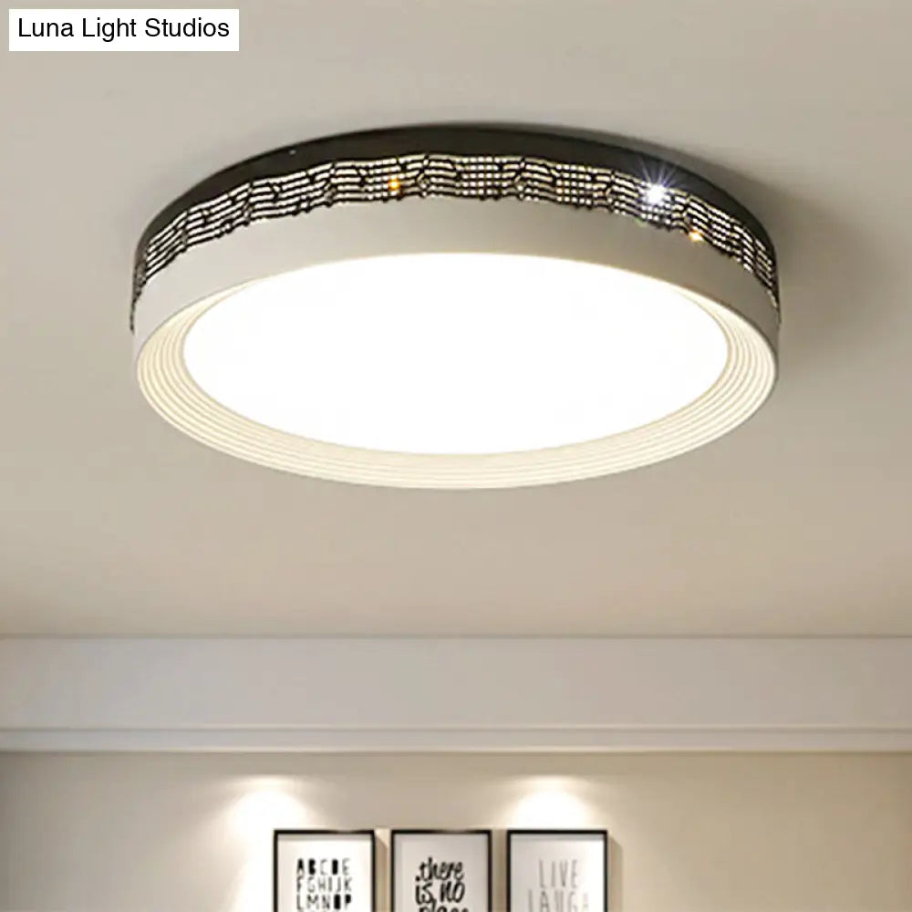 Contemporary Led Ceiling Lamp In Black Round 18’/22’/30’ Dia Flush Mount With Warm/White