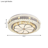 Contemporary Led Ceiling Lamp With Clear Crystal Blocks And Flower Pattern Design