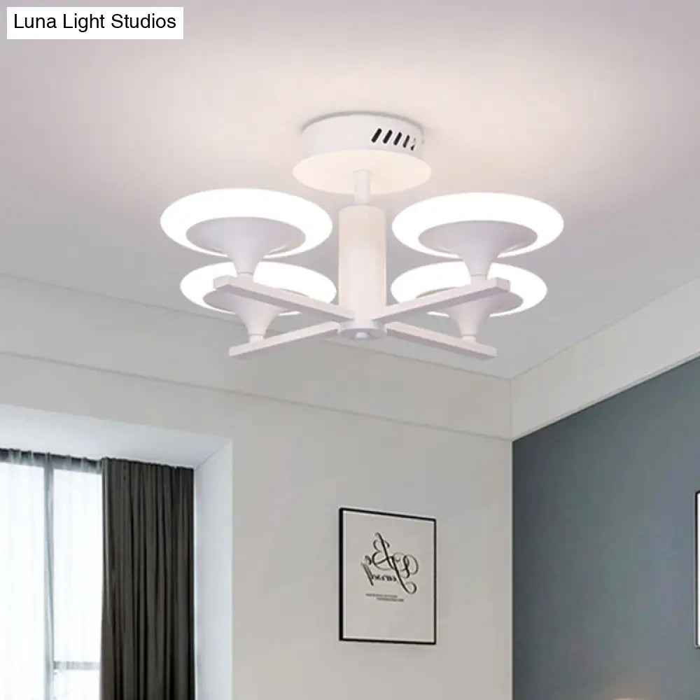 Contemporary Led Ceiling Lamp With Radial Design And Acrylic Shade In White/Warm Light