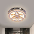 Contemporary Led Ceiling Lamp With Stainless - Steel Finish And Clear Crystal Blocks