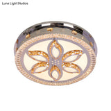 Contemporary Led Ceiling Lamp With Stainless - Steel Finish And Clear Crystal Blocks