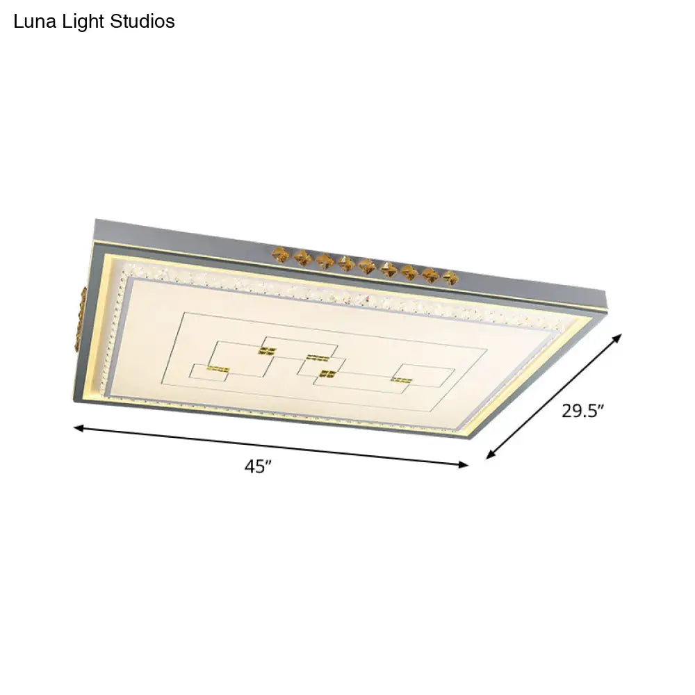 Contemporary Led Ceiling Light - Acrylic White Flush Mount Remote Control Stepless Dimming 3 Color
