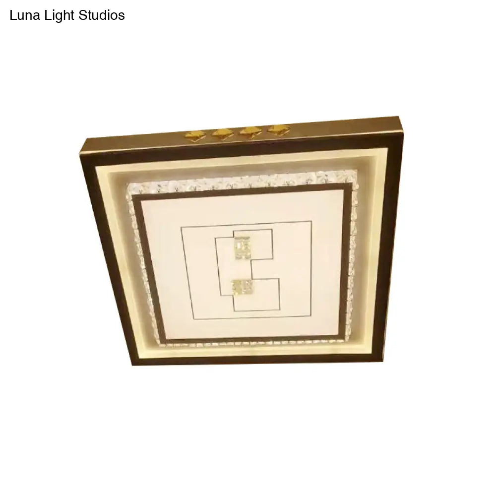 Contemporary Led Ceiling Light - Acrylic White Flush Mount Remote Control Stepless Dimming 3 Color