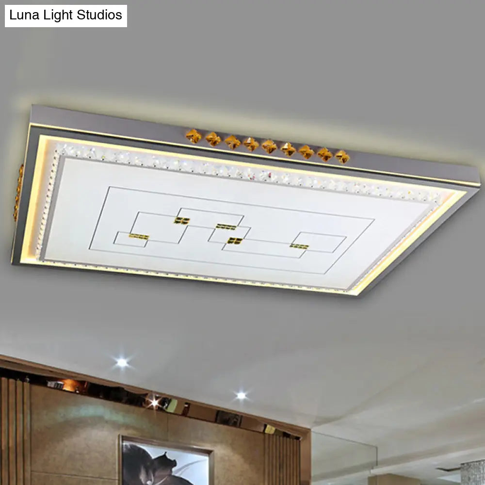 Contemporary Led Ceiling Light - Acrylic White Flush Mount Remote Control Stepless Dimming 3 Color