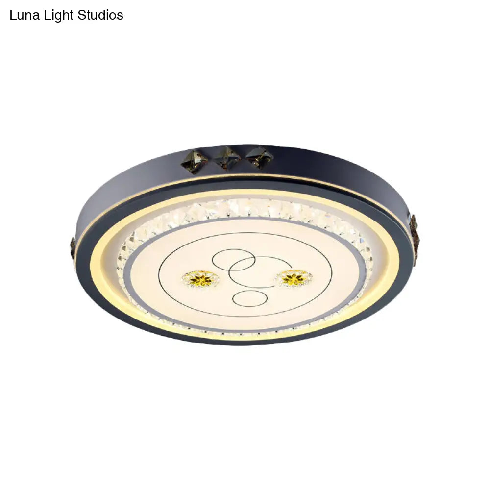 Contemporary Led Ceiling Light - Acrylic White Flush Mount Remote Control Stepless Dimming 3 Color