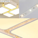 Contemporary Led Ceiling Light For Bedroom - White Finish With Warm/White Lighting And Square