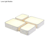 Contemporary Led Ceiling Light For Bedroom - White Finish With Warm/White Lighting And Square