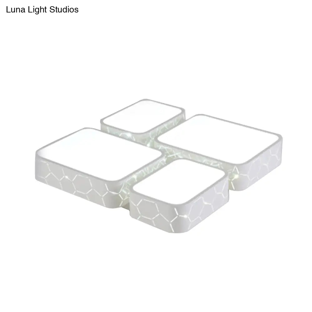 Contemporary Led Ceiling Light For Bedroom - White Finish With Warm/White Lighting And Square