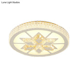 Contemporary Led Ceiling Mount Light In White With Crystal Design - Round/Hexagon/Rhombus Shape