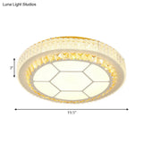 Contemporary Led Ceiling Mount Light In White With Crystal Design - Round/Hexagon/Rhombus Shape