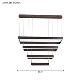 Contemporary Led Chandelier - Coffee 2/4/5 Tiered Rectangular Pendant Light With Acrylic Shade