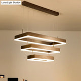 Contemporary Led Chandelier - Coffee 2/4/5 Tiered Rectangular Pendant Light With Acrylic Shade