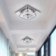 Contemporary Led Chrome Square Ceiling Lamp: Clear Crystal Flush Mount Lighting For Porch / 1 Tier