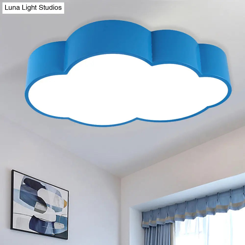 Contemporary Led Cloud Iron Flush Ceiling Light For Kids Bedroom - Yellow/Blue 20.5’/24.5’ Long