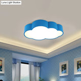 Contemporary Led Cloud Iron Flush Ceiling Light For Kids Bedroom - Yellow/Blue 20.5’/24.5’ Long
