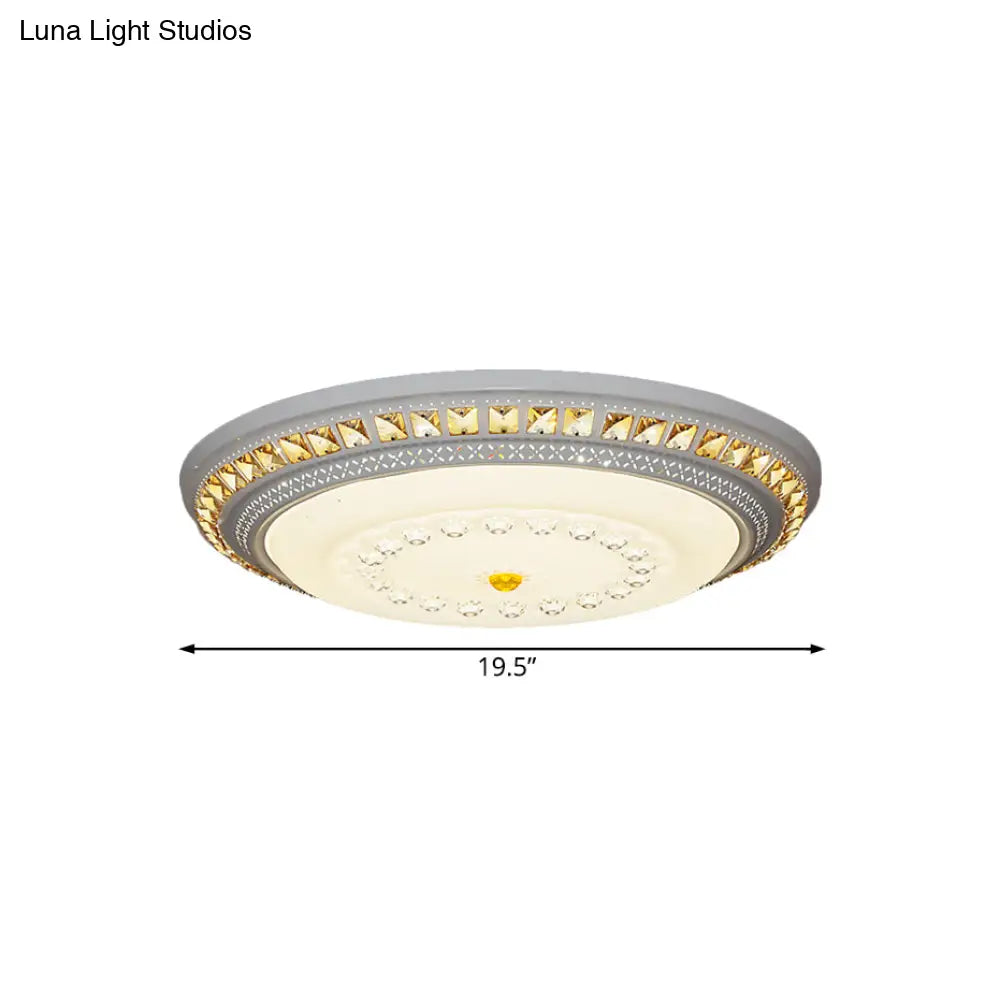 Contemporary Led Crystal Accent Ceiling Light Fixture - White 19.5’/23.5’/31.5’ Width