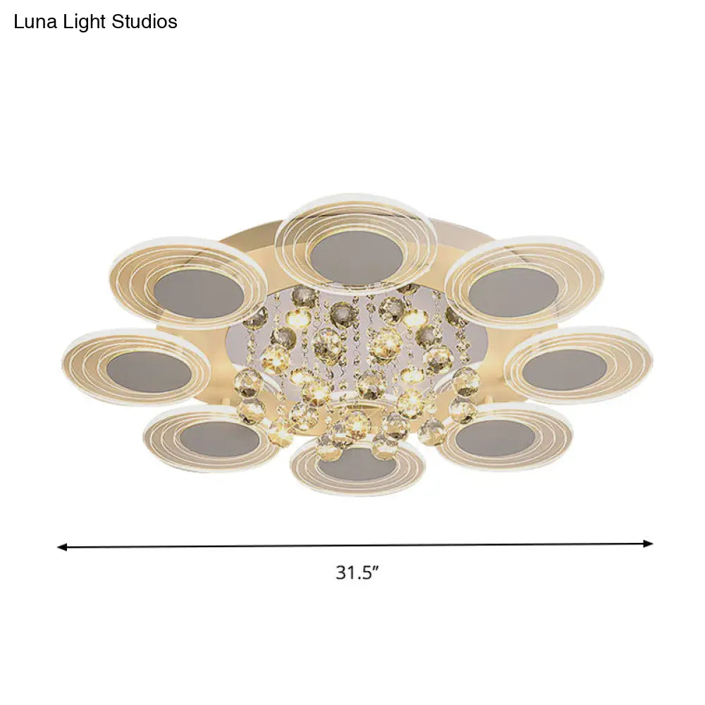 Contemporary Led Crystal Ball Flushmount Ceiling Lamp Wide 25.5’/31.5’ - Perfect For Living Room