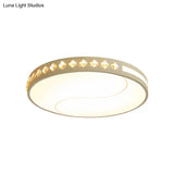 Contemporary Led Crystal Ceiling Lamp For Bedroom With White Acrylic Shade