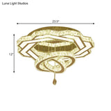 Contemporary Led Crystal Ceiling Light - Polished Chrome Finish
