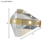 Contemporary Led Crystal Desk Lamp In Brass For Bedroom - Small Diamond Table Lighting