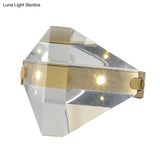 Contemporary Led Crystal Desk Lamp In Brass For Bedroom - Small Diamond Table Lighting
