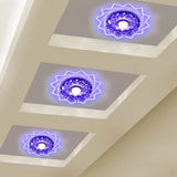 Contemporary Led Crystal Flush Ceiling Light With Floral Corridor Design - Clear / Blue