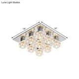 Contemporary Led Crystal Flushmount Ceiling Light In Chrome For Living Room