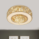 Contemporary Led Crystal Flushmount Ceiling Light In Gold For Dining Room