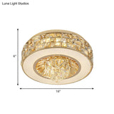 Contemporary Led Crystal Flushmount Ceiling Light In Gold For Dining Room
